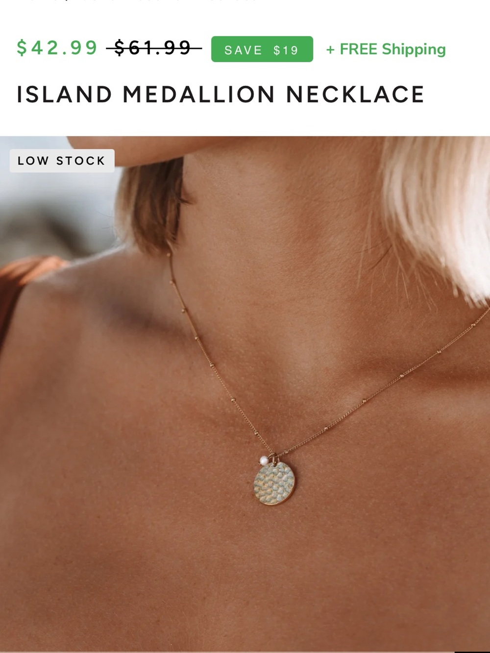 Island Medallion Necklace - Gold with Iridescent Pendant